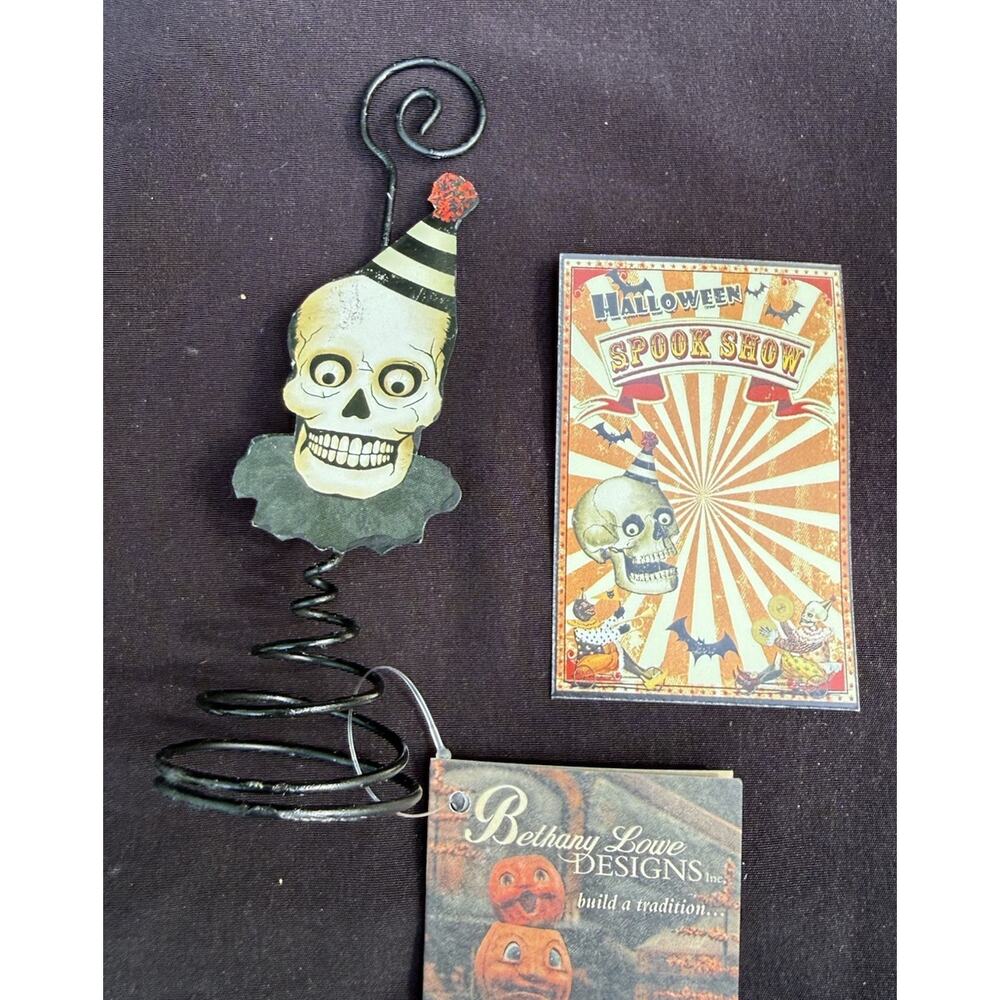 Bethany Lowe Designs Halloween Spook Show Skull Place Card Holder New! -LO25